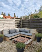 Steigerhout tuinbank met pallet tafel, Tuin en Terras, Tuinsets en Loungesets, Ophalen of Verzenden, Gebruikt, Steigerhout, Bank