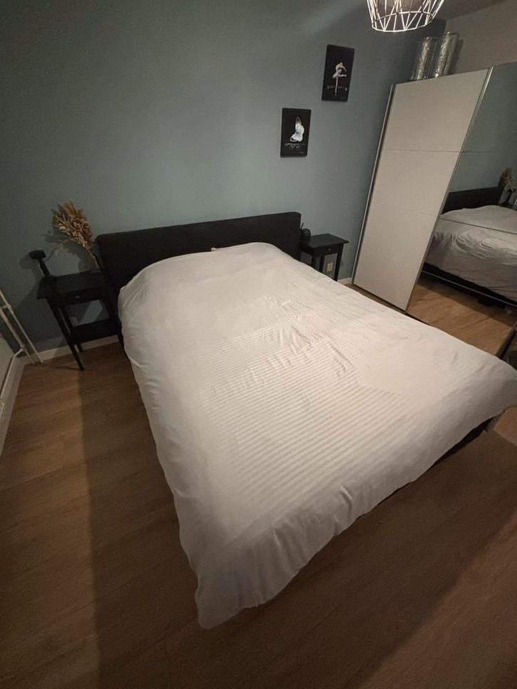 Boxspring 210x160 met houten lattenbodem, Huis en Inrichting, Slaapkamer | Bedden, Gebruikt, Tweepersoons, 160 cm, 210 cm, Hout