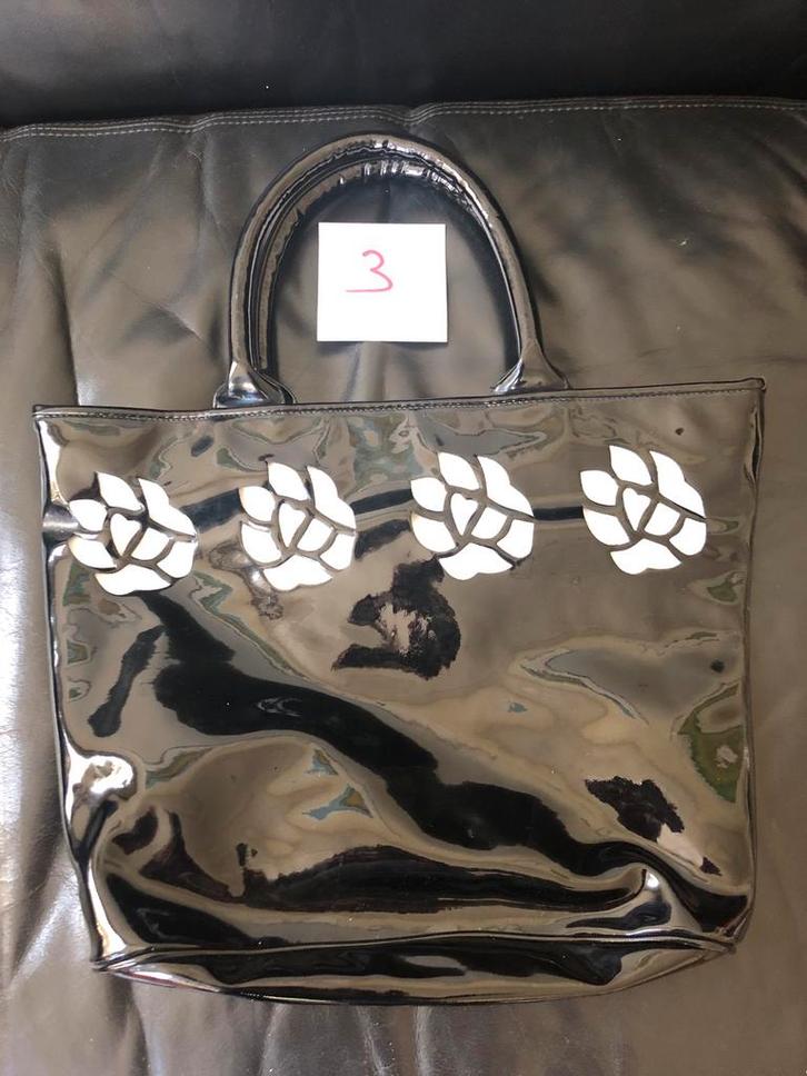 5 Mooi gedecoreerde handtassen, rits, binnenvak met rits, Sieraden, Tassen en Uiterlijk, Tassen | Damestassen, Zo goed als nieuw