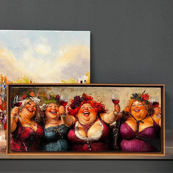 Vrolijk schilderij, Huis en Inrichting, Woonaccessoires | Schilderijen, Tekeningen en Foto's, Nieuw, Schilderij, Minder dan 50 cm