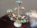 Broccante kandelaar met bloemen en vogels 28 cm hoog izgst, Antiek en Kunst, Ophalen of Verzenden