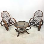 Tito Agnoli Rotan loungeset jaren 60 Italiaans design, Ophalen, Zo goed als nieuw, Rotan