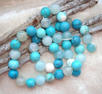 Snoer kralen 8 mm. halfedelsteen turquoise beschikbaar voor biedingen
