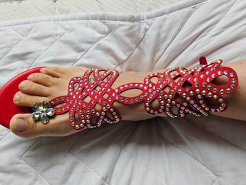 Rode Sandalen met Strass - Zomerklaar! beschikbaar voor biedingen