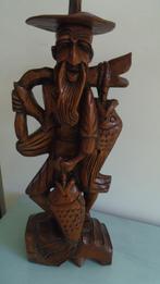 Houten beeld van een visser, Japans, Ophalen of Verzenden