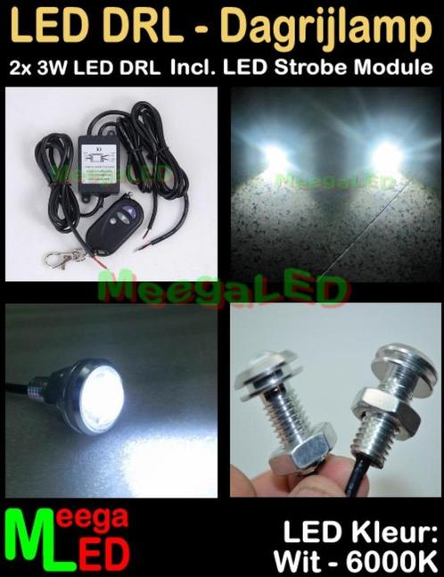 LED Auto Strobe Flitser - 2x 3W Zilver RF AB - Witte LEDs, Auto diversen, Tuning en Styling, Ophalen of Verzenden