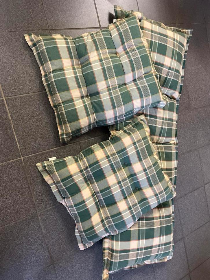 Tuinkussens - Groen Geruit, Tuin en Terras, Tuinstoelen, Gebruikt, Ophalen of Verzenden