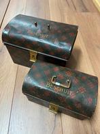 Antieke beschuit trommels blikken rood groen geruit messing, Antiek en Kunst, Ophalen of Verzenden