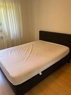 Boxspring + matras 160 200 (professioneel gereinigd!), Ophalen, Tweepersoons, Grijs, Zo goed als nieuw