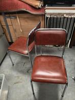 Set van 2 vintage bruine stoelen, Ophalen, Gebruikt, Twee, Bruin