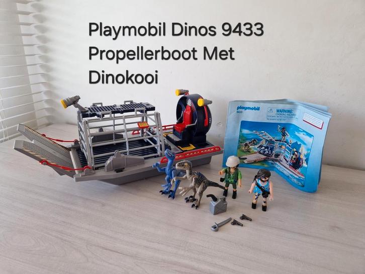 Playmobil dino's 9433 propellerboot met kooi, Kinderen en Baby's, Speelgoed | Playmobil, Zo goed als nieuw, Complete set, Ophalen of Verzenden
