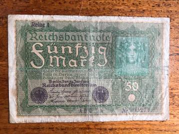 DUITS Bankbiljet van 50 mark uit 1919