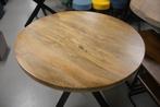 Leuke kleine ronde eettafel metaal mangohout naturel Ø100 cm, Huis en Inrichting, Ophalen, Rond, Zo goed als nieuw, Metaal
