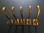 5 Messing antieke kapstokhaken met hoedenhaak jashaak, Ophalen of Verzenden