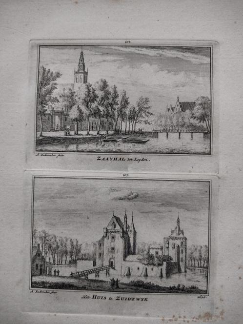 101-102 Zuidwijk Leiden Zaayhal en Huis Kopergravure dl3, Antiek en Kunst, Kunst | Etsen en Gravures, Ophalen of Verzenden
