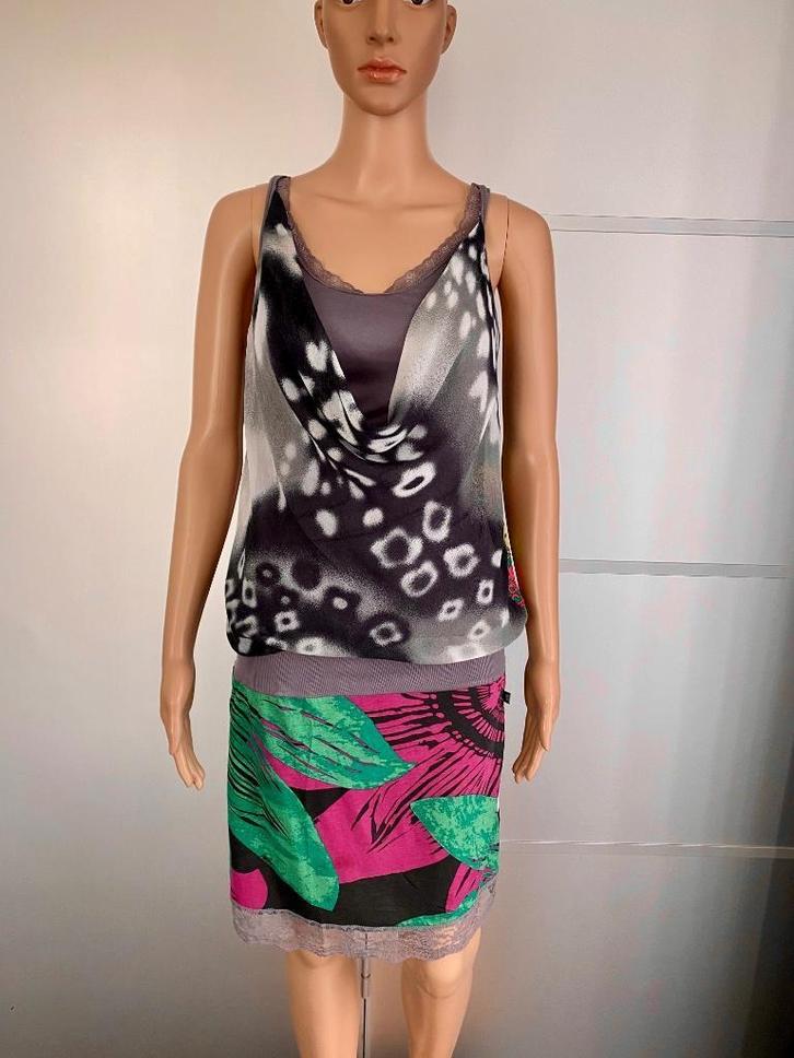 j60 DEPT maat XS=34 wit/grijs/groen jurk jurkje tuniek, Kleding | Dames, Jurken, Zo goed als nieuw, Maat 34 (XS) of kleiner, Roze