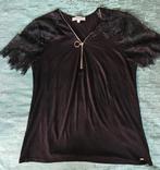 Zwarte Morgan T-shirt met kant - Maat L, Kleding | Dames, T-shirts, Zwart, Maat 42/44 (L), Zo goed als nieuw, Korte mouw