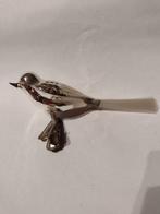 oude zilveren kerstbal vogel op knijper L 12 cm, Ophalen, Gebruikt