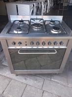 Rvs Gasfornuis Indisit 90 cm, Ophalen, Gebruikt, Hete lucht, 60 cm of meer