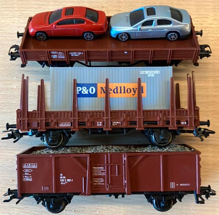 3 Märklin DB goederenwagons met lading, Hobby en Vrije tijd, Modeltreinen | H0, Zo goed als nieuw, Wagon, Wisselstroom, Märklin