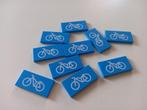 NIEUW: Dark Azure Tile 2 x 4 with White Bicycle Pattern, Lego, Nieuw, Ophalen of Verzenden, X