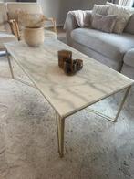 Marmer salontafel onderstek goud, Ophalen, 100 tot 150 cm, 50 tot 100 cm, Zo goed als nieuw