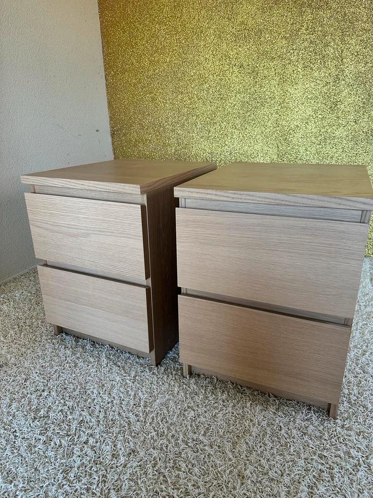 IKEA Malm Nachtkastjes - Set van 2, Huis en Inrichting, Slaapkamer | Nachtkastjes, Zo goed als nieuw, 55 tot 70 cm, Minder dan 45 cm