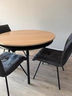 Ronde eettafel zwart met eikenhout, Huis en Inrichting, Tafels | Eettafels, Ophalen, Gebruikt, 100 tot 150 cm, Vier personen