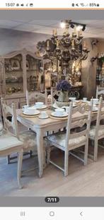 Landelijke Eiken Ceresu Eettafel met 6 stoelen., Glas, 5664HM, Eetkamerset, Rechthoekig