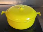Le Creuset groene gietijzeren braadpan,  Enzo Mari 26cm, Gietijzer, Ophalen of Verzenden, Zo goed als nieuw, Keramische plaat