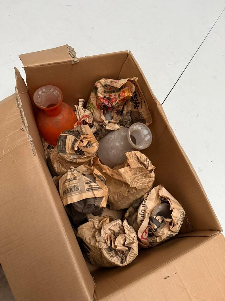 Raak lampen glas 7 wit 1 oranje Anvia Dijkstra NURIGARAGE, Antiek en Kunst, Antiek | Lampen, Ophalen