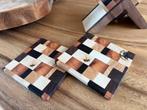 Luxe Notenhouten Onderzetters - Handgemaakt Patchwork, Ophalen of Verzenden, Nieuw, Overig