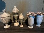 Stolpen en potten grijs met kunstplantje, Huis en Inrichting, Woonaccessoires | Vazen, Ophalen of Verzenden, Zo goed als nieuw
