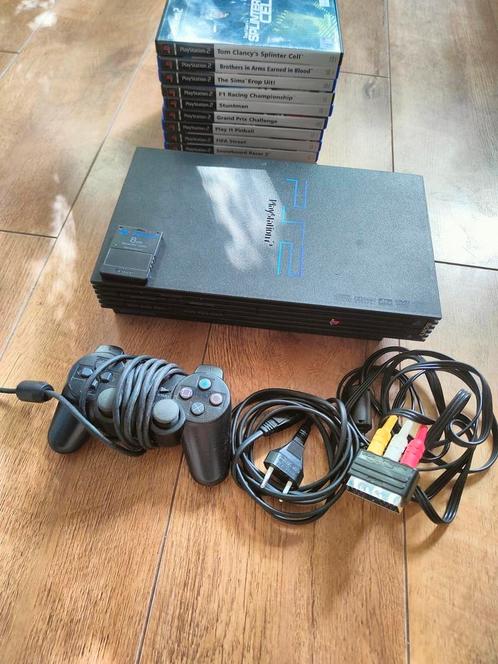 PS2 PlayStation 2 + controller + kabels + 10 games + memory, Spelcomputers en Games, Spelcomputers | Sony PlayStation 2, Zo goed als nieuw