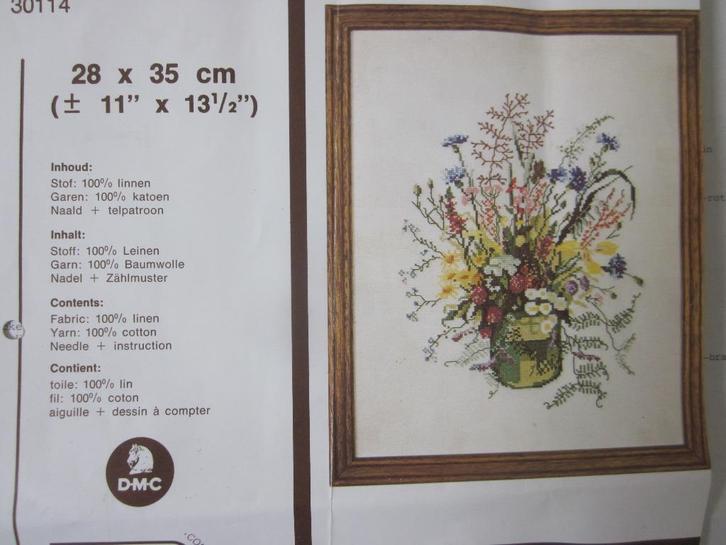 Lanarte origineel borduur telpatroon veldboeket in vaas, Hobby en Vrije tijd, Borduren en Borduurmachines, Nieuw, Patroon, Handborduren