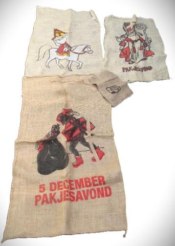 Sint~Zak van Sinterklaas 3x~Jute~Zwarte Piet~5 december~Pakj beschikbaar voor biedingen