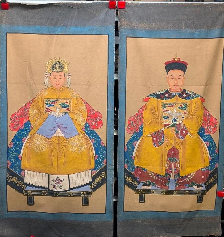 2 x voorouderschilderij, Antiek en Kunst, Kunst | Niet-Westerse kunst, Ophalen