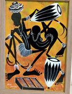 Afrikaanse kunst - olieverf op paneel. Gesingeerd:M.S.CH., Ophalen