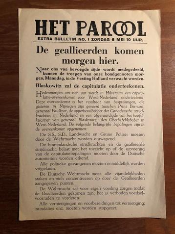 Bevrijding. HET PAROOL Extra bulletin n0. 1 Zondag 5 Mei 10 beschikbaar voor biedingen