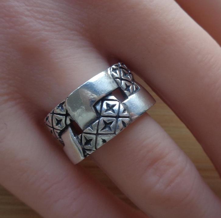 zilveren handgemaakte ring SILK [824], Sieraden, Tassen en Uiterlijk, Ringen, Zo goed als nieuw, Dame, 17 tot 18, Zilver, Zilver