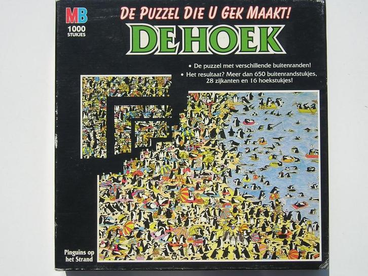 Pinguins op het strand - puzzel MB 1000 st, Hobby en Vrije tijd, Denksport en Puzzels, Gebruikt, Legpuzzel, 500 t/m 1500 stukjes