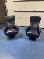 Relax Fauteuil Elektrisch Leder Blauw, Huis en Inrichting, Fauteuils, Ophalen, Gebruikt, Modern, 50 tot 75 cm
