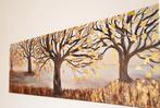Schilderij GOLDEN FOREST 120x40 met goudverf, Antiek en Kunst, Ophalen