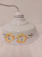 Brocante landelijke glazen hanglamp met bloemmotief, Ophalen of Verzenden