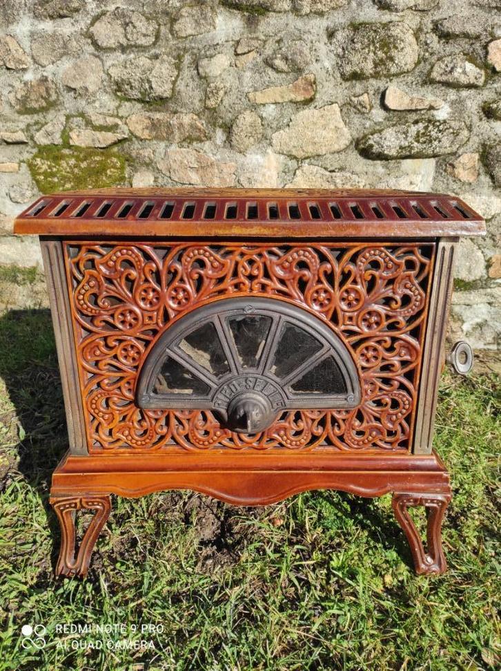 Prachtige antieke Pied-selle Art-deco houtkachel, Huis en Inrichting, Kachels, Gebruikt, Vrijstaand, Houtkachel, Hout, Ophalen