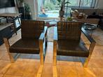 2 Fauteuils (design klassiekers) zwart leer met chroom, Ophalen, Gebruikt, Twee, Zwart