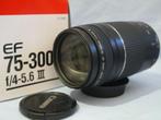 Canon EF 75-300mm/F4-5.6 III + UV filter en ET60 zonnekap, Ophalen, Zo goed als nieuw, Telelens, Zoom