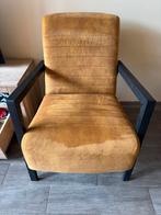 Mooie oker gele velvet fauteuil, Huis en Inrichting, Fauteuils, Ophalen, Gebruikt, 75 tot 100 cm, 50 tot 75 cm