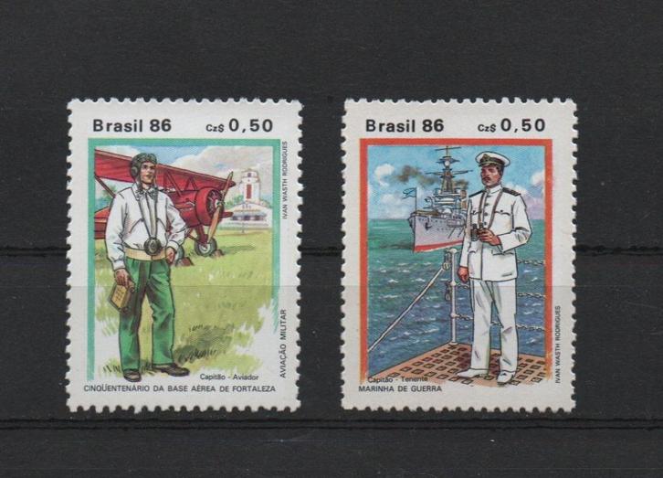 Uniforms - Brazilië 1986 - Postfris 2v, Postzegels en Munten, Postzegels | Thematische zegels, Postfris, Overige thema's, Verzenden