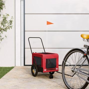 Honden fietstkar oxford stof en ijzer rood en zwart 120 x 54